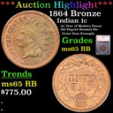 ***Auction Highlight*** 1864 Bronze Indian Cent 1c Graded ms65 RB By SEGS