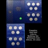 ***Auction Highlight*** Complete 1941-1947 Liberty Walking 50c Whitman Coin Album, 20 coins. (fc)