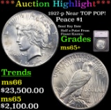***Auction Highlight*** 1927-p Peace Dollar Near TOP POP! $1 Graded ms65+ By SEGS (fc)