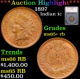***Auction Highlight*** 1897 Indian Cent 1c Graded ms65+ rb By SEGS