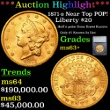 ***Auction Highlight*** 1871-s Gold Liberty Double Eagle Near Top POP! $20 Graded ms63+ By SEGS (fc)