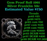 Full roll of Proof 1961 Silver Franklin 50c, 20 Coins total Franklin Half Dollar 50c