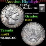 ***Auction Highlight*** 1912-p Barber Half Dollars 50c Graded ms65 By SEGS