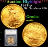 ***Auction Highlight*** 1927-p Gold St. Gaudens Double Eagle $20 Graded ms64 By SEGS (fc)