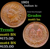1901 Indian Cent 1c Grades GEM Unc BN