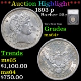 ***Auction Highlight*** 1893-p Barber Quarter 25c Graded ms64+ By SEGS (fc)