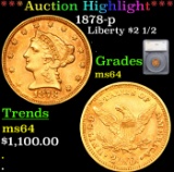 ***Auction Highlight*** 1878-p Gold Liberty Quarter Eagle $2 1/2 Graded ms64 By SEGS (fc)