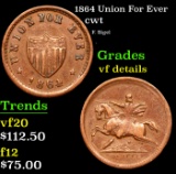 1864 Union For Ever Civil War Token 1c Grades vf details