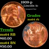 1909-p Lincoln Cent 1c Grades Choice Unc RB