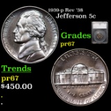 Proof  1939-p Rev '38 Jefferson Nickel  5c Graded pr67