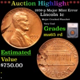 ***Auction Highlight*** 1959-p Lincoln Cent Major Mint Error 1c Graded ms65 rd By SEGS