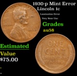 1930-p Lincoln Cent Mint Error 1c Grades Choice AU/BU Slider