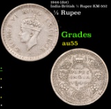 1944-(dot) India-British 1/2 Rupee KM-552 Grades Choice AU