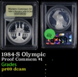 Proof 1984-S Olympic Modern Commem Dollar $1 Graded GEM++ Proof Deep Cameo By USCG