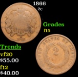 1866 Two Cent Piece 2c Grades f+