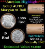 ***Auction Highlight*** Brinks Shotgun Mixed Morgan Circ silver dollar roll, 20 coin 1885 & 'P' End
