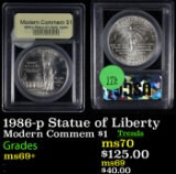 1986-p Statue of Liberty Modern Commem Dollar $1 Graded ms69+ By USCG