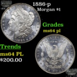 1886-p Morgan Dollar $1 Grades Choice Unc PL