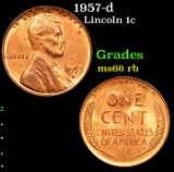 1957-d Lincoln Cent 1c Grades GEM+ Unc RB