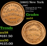 (1863) New York Civil War Token 1c Grades Select AU