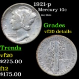 1921-p Mercury Dime 10c Grades vf details