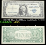 1957 $1 Blue Seal Silver Certificate Fr-1619 Grades vf++