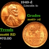 1949-d Lincoln Cent 1c Grades Gem+ Unc RD
