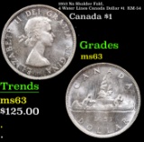 1953 No Sholder Fold, 4 Water Lines Canada Dollar $1  KM-54 Grades Select Unc