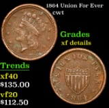 1864 Union For Ever Civil War Token 1c Grades xf details