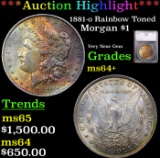 ***Auction Highlight*** 1881-o Rainbow Toned Morgan Dollar $1 Graded ms64+ By SEGS (fc)