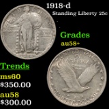 1918-d Standing Liberty Quarter 25c Grades Choice AU/BU Slider+