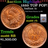 ***Auction Highlight*** 1889 Indian Cent TOP POP! 1c Graded ms66 rb By SEGS