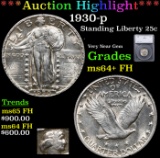 ***Auction Highlight*** 1930-p Standing Liberty Quarter 25c Graded ms64+ FH By SEGS (fc)