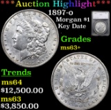***Auction Highlight*** 1897-o Morgan Dollar $1 Graded ms63+ By SEGS (fc)