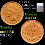 1908-s Indian Cent 1c Graded ms62 rd By SEGS