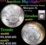 ***Auction Highlight*** 1878-p 8tf Morgan Dollar Colorfully Toned $1 Graded ms65+ By SEGS (fc)