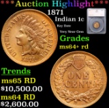***Auction Highlight*** 1871 Indian Cent 1c Graded ms64+ rd By SEGS