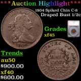 ***Auction Highlight*** 1804 Spiked Chin Draped Bust Half Cent C-8 1/2c Graded xf45 By SEGS (fc)