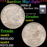 ***Auction Highlight*** 1916-d Barber Quarter 25c Graded ms64+ By SEGS (fc)