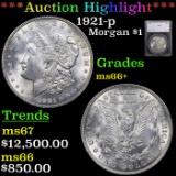 ***Auction Highlight*** 1921-p Morgan Dollar $1 Graded ms66+ By SEGS (fc)