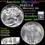 ***Auction Highlight*** 1942/1-d Mercury Dime 10c Graded ms64+ fsb By SEGS (fc)