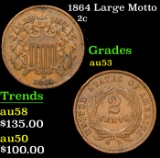 1864 Large Motto Two Cent Piece 2c Grades Select AU