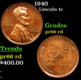 Proof 1940 Lincoln Cent 1c Grades Gem+ Proof Red