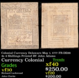 Colonial Currency Delaware May 1, 1777 FR-DE88 4s 4 Shillings Printed BY John Adams Grades vf++