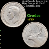 1944 Canada Quarter 25c King George VI KM-35 Grades vf++