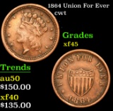 1864 Union For Ever Civil War Token 1c Grades xf+