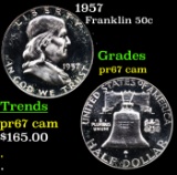 Proof 1957 Franklin Half Dollar 50c Grades GEM++ Proof Cameo