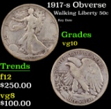 1917-s Obverse Walking Liberty Half Dollar 50c Grades vg+