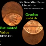 No Date Lincoln Cent Mint Error 1c Grades Choice Unc RB