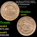 1942 Mexico ESTADOS UNIDOS MEXICANOS 5 Centavos KM-423 Grades Choice Unc